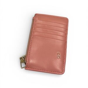 Zipper Leather Pink Card Holder Wallet